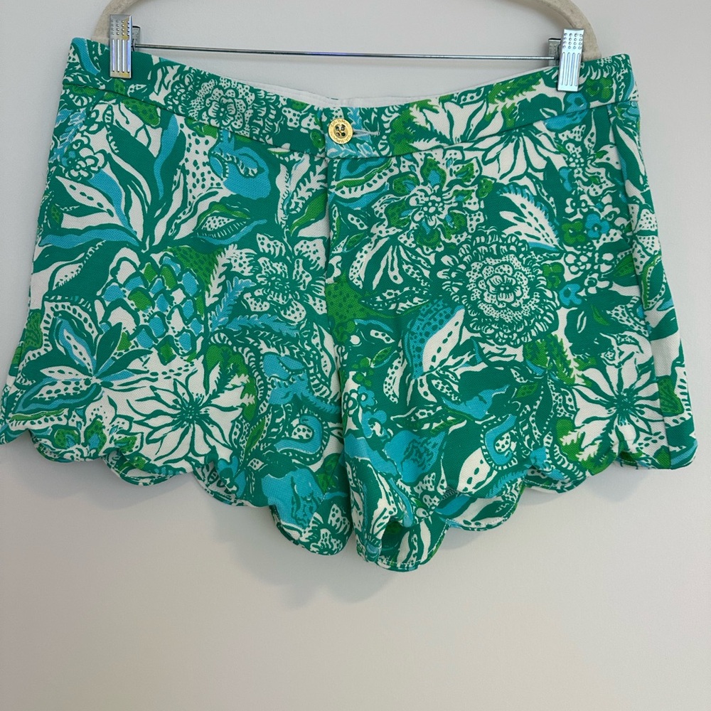 Lilly Pulitzer Green Floral High Waist Shorts